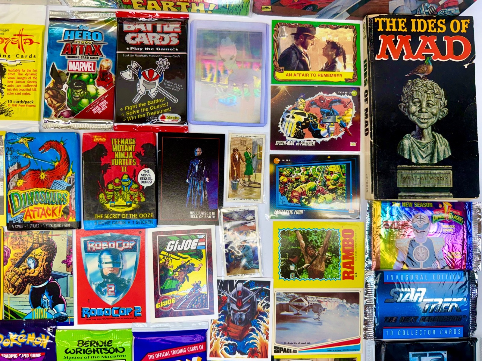 Junk Drawer Lot Non-Sports Cards Packs Marvel Clockwork Orange Go Bots US Coins