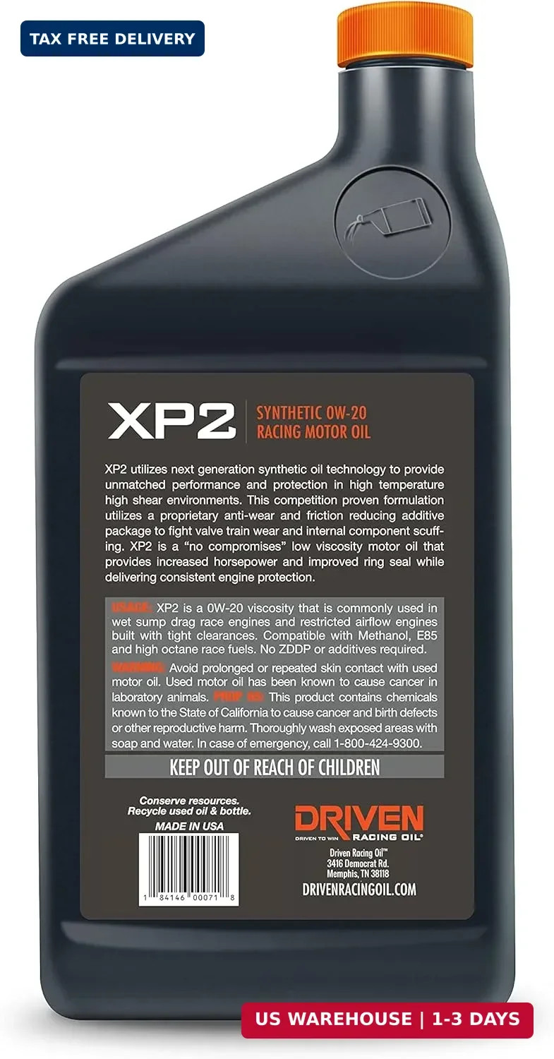 Driven Racing Oil XP2 Synthetic 0w-20 Motor Oil 1 Quart Bottle