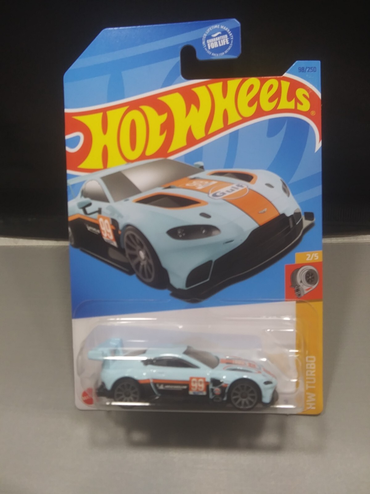 HOT WHEELS ASTON MARTIN VANTAGE GTE HW TURBO #2/5 LIGHT BLUE DIECAST 1:64 SCALE