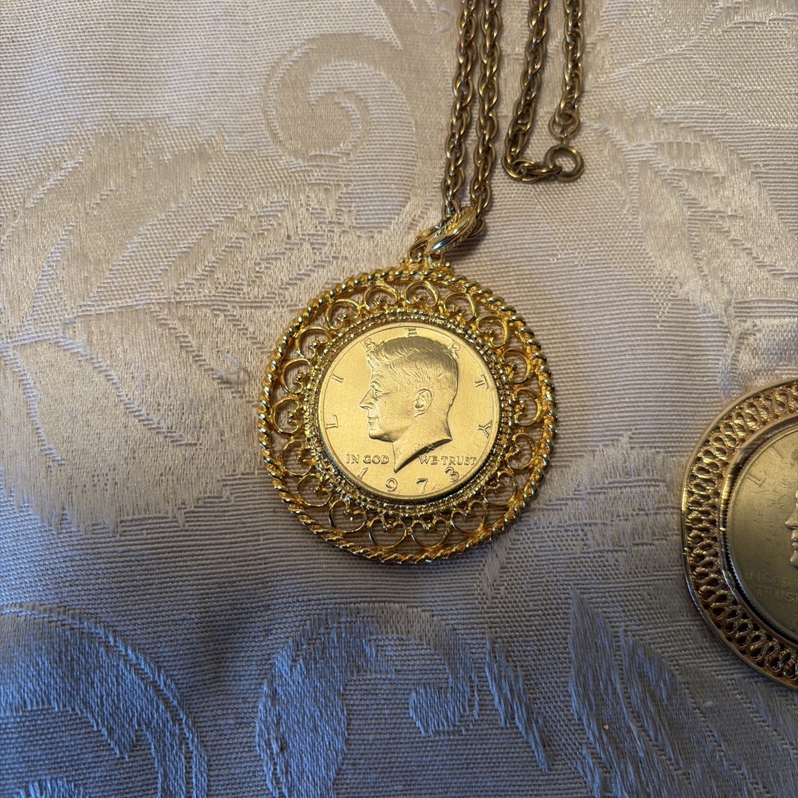 Vintage Coin Necklace Lot Men’s Jewelry Kennedy, Eisenhower Indian Head Coins 3