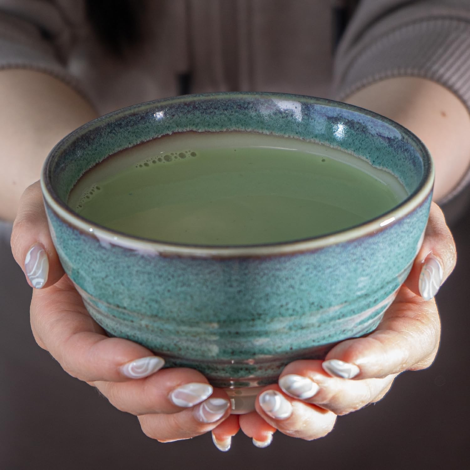 Urban Tokyo Matcha Bowl, Minoware Porcelain, 12 oz, Celadon Green, Made in Japan