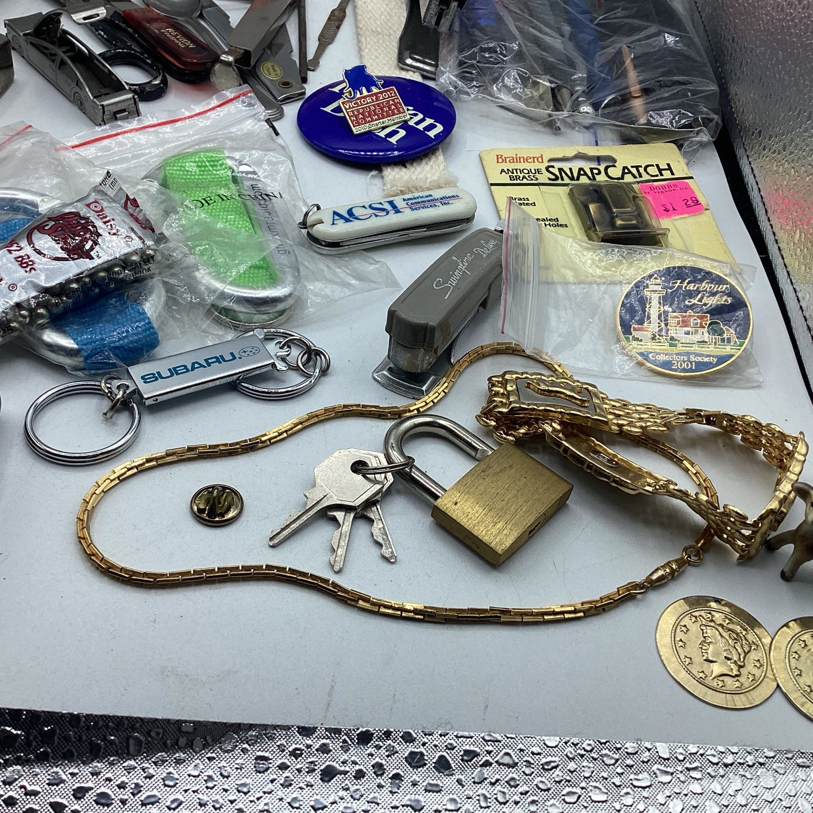 Junk Drawer Vintage Mix Jewlery Knife Lure Zippo Tools