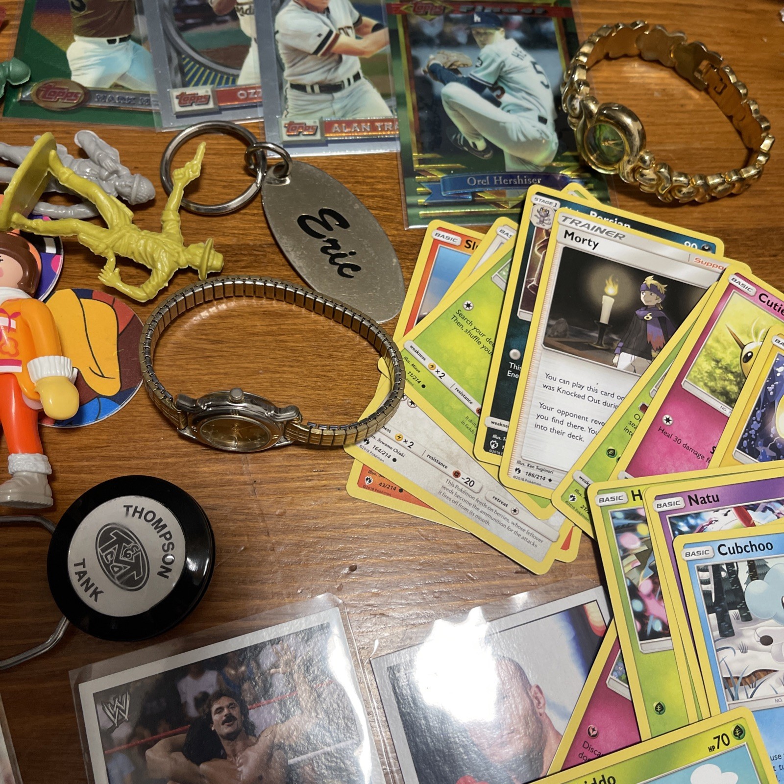 Vintage Junk Drawer Lot – Toys, Cards, GPK, Keychains, Watches, Jewelry, Pokémon