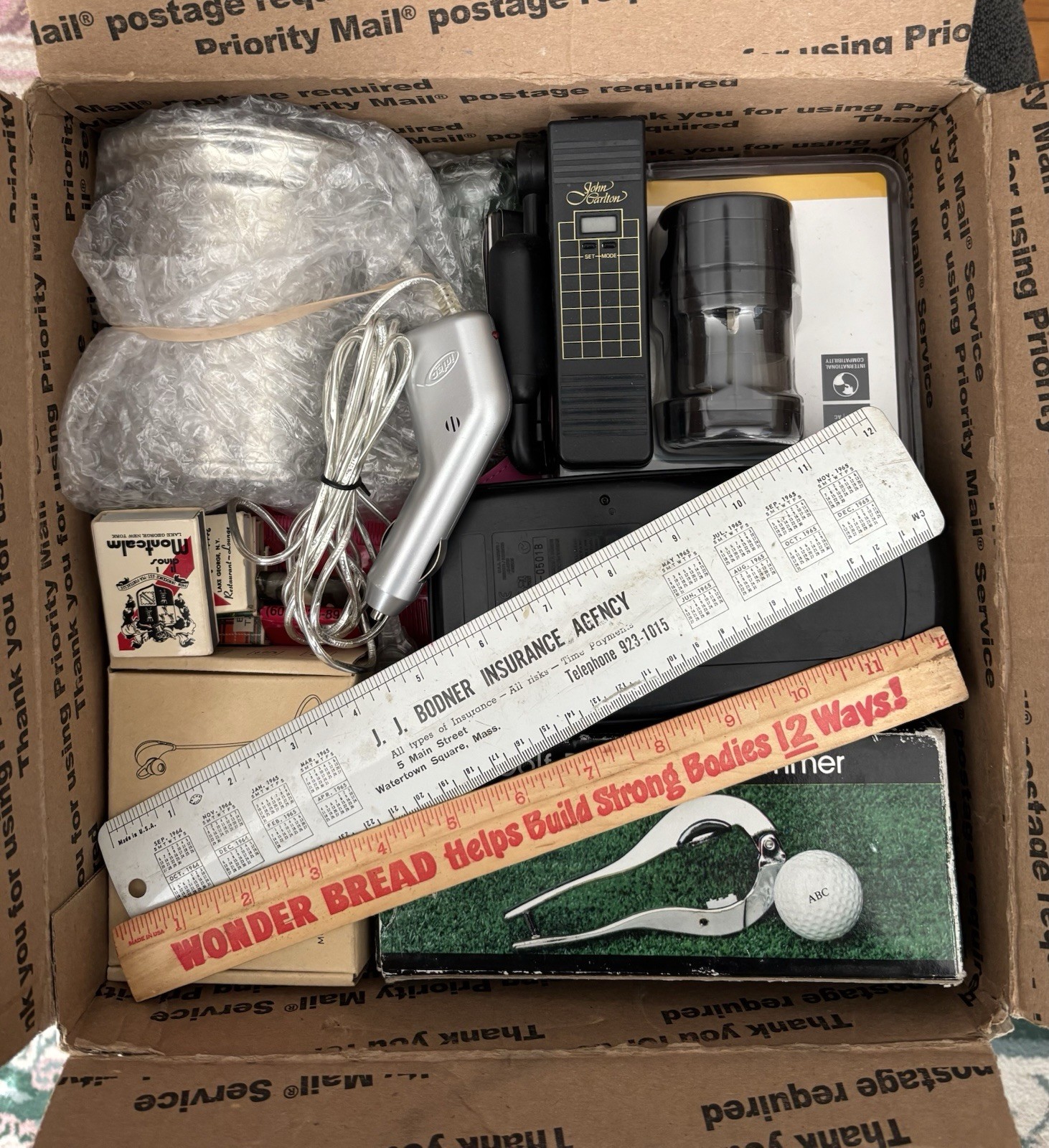 Vintage Junk Drawer Lot Collectibles Coins Cards Knives Calculator Stein & More