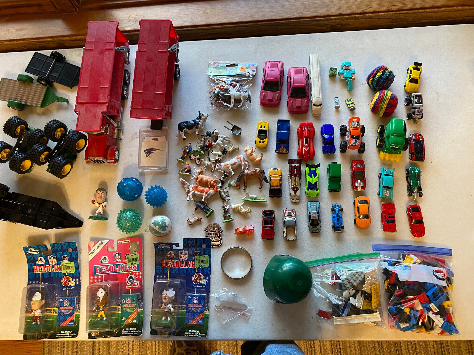 Huge Junk Drawer Toy Games Car Tractors Semi Blocks Figures NFL Stuff Lot Bundle