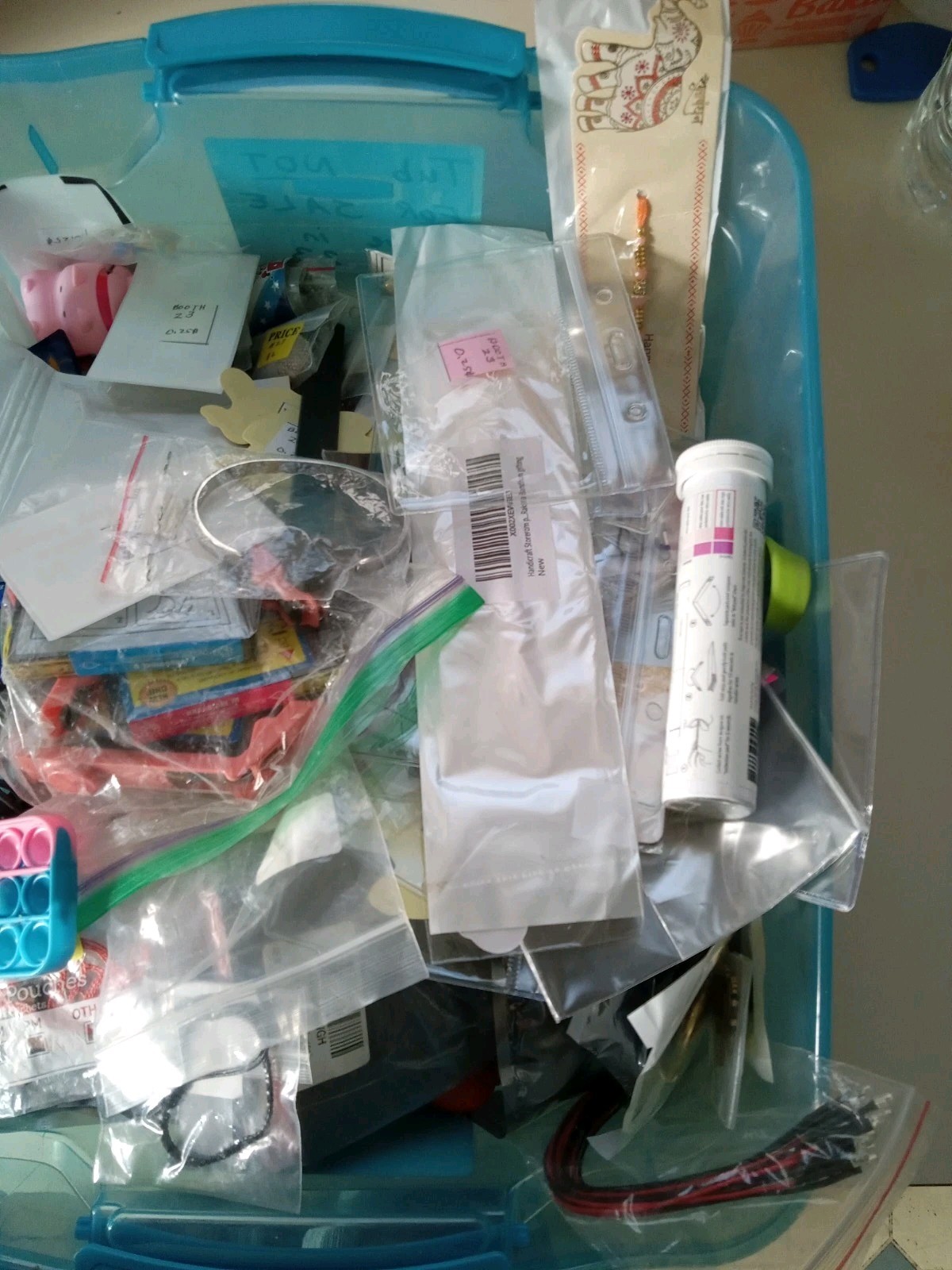 Lot Of Various Small Misc. Junk Drawer Items Box-6in X 6in X 6in SEE DESCRIPTION