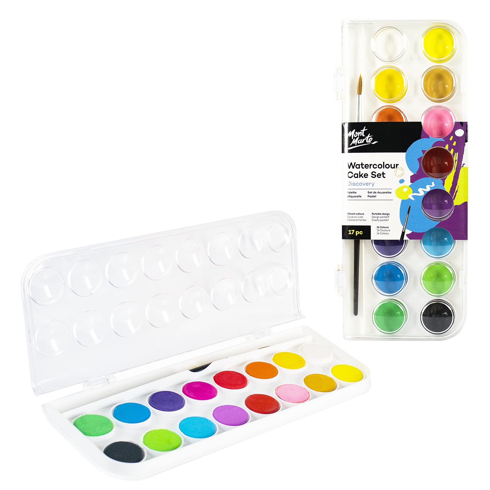 Mont Marte Aquarelle Watercolor Set 16 Colors Brush Included Paint Kit