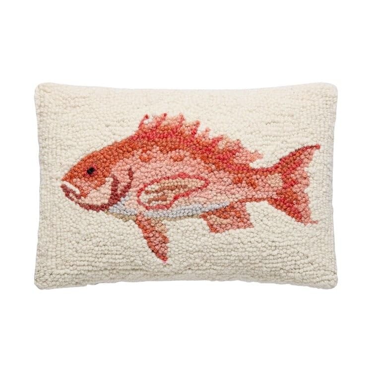 Peking Handicraft 30GY3490C12OB 8 x 12 in. Red Snapper Poly Fill Hook Pillow
