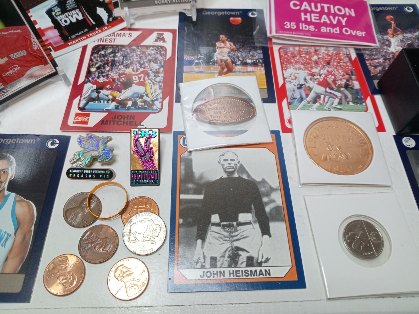 Junk Drawer Lot Sports Cards, Coins, Bottle Caps, Stamps, Tokens, Misc #64P