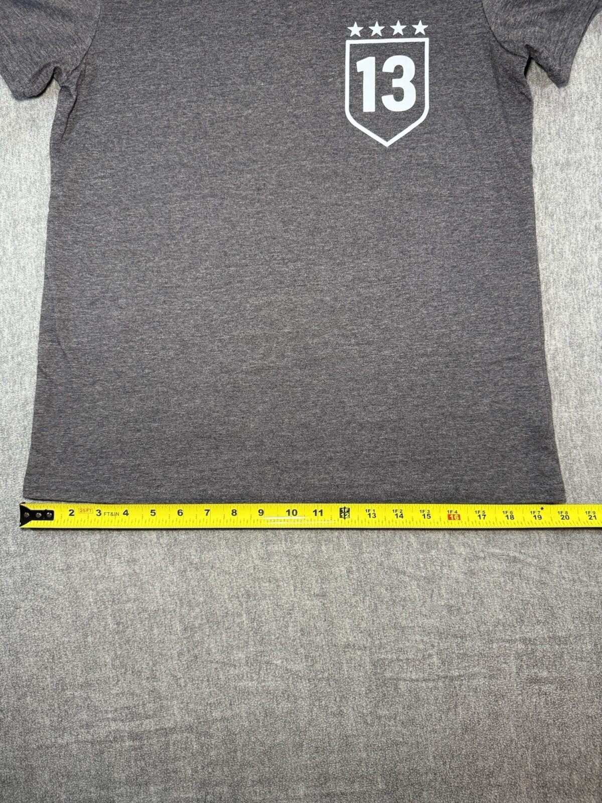 Chicano Women’s T-Shirt (Alex Morgan #13)-Medium/Grey+multicolor/Soccer