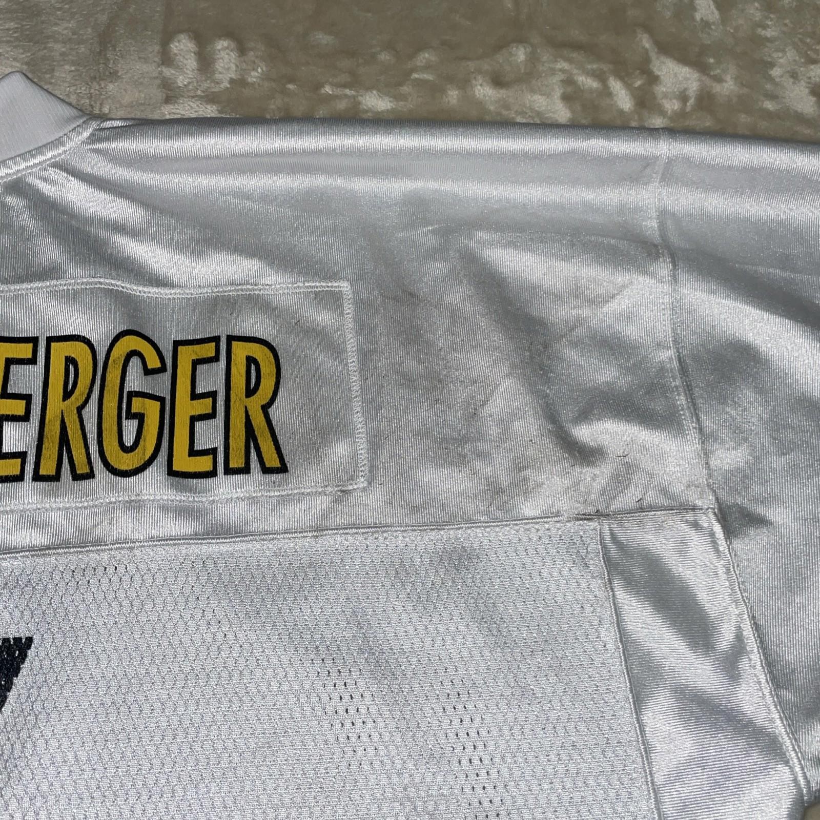 Vintage Ben Roethlisberger #7 Steelers Reebok NFL Jersey White XXL *STAINS*