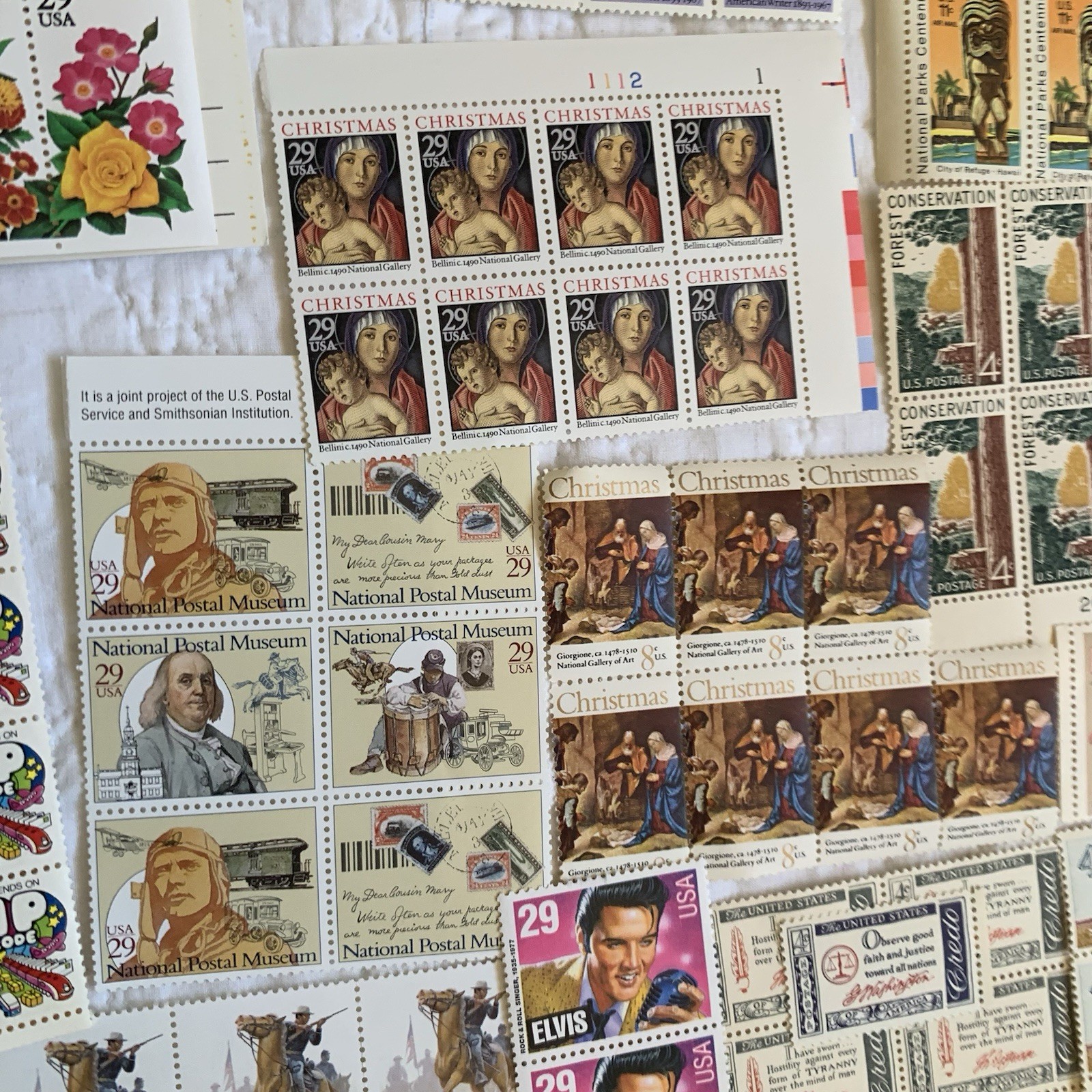 Vintage Pop Art Western Historical Floral Stamp Collection $80 Usable Postage