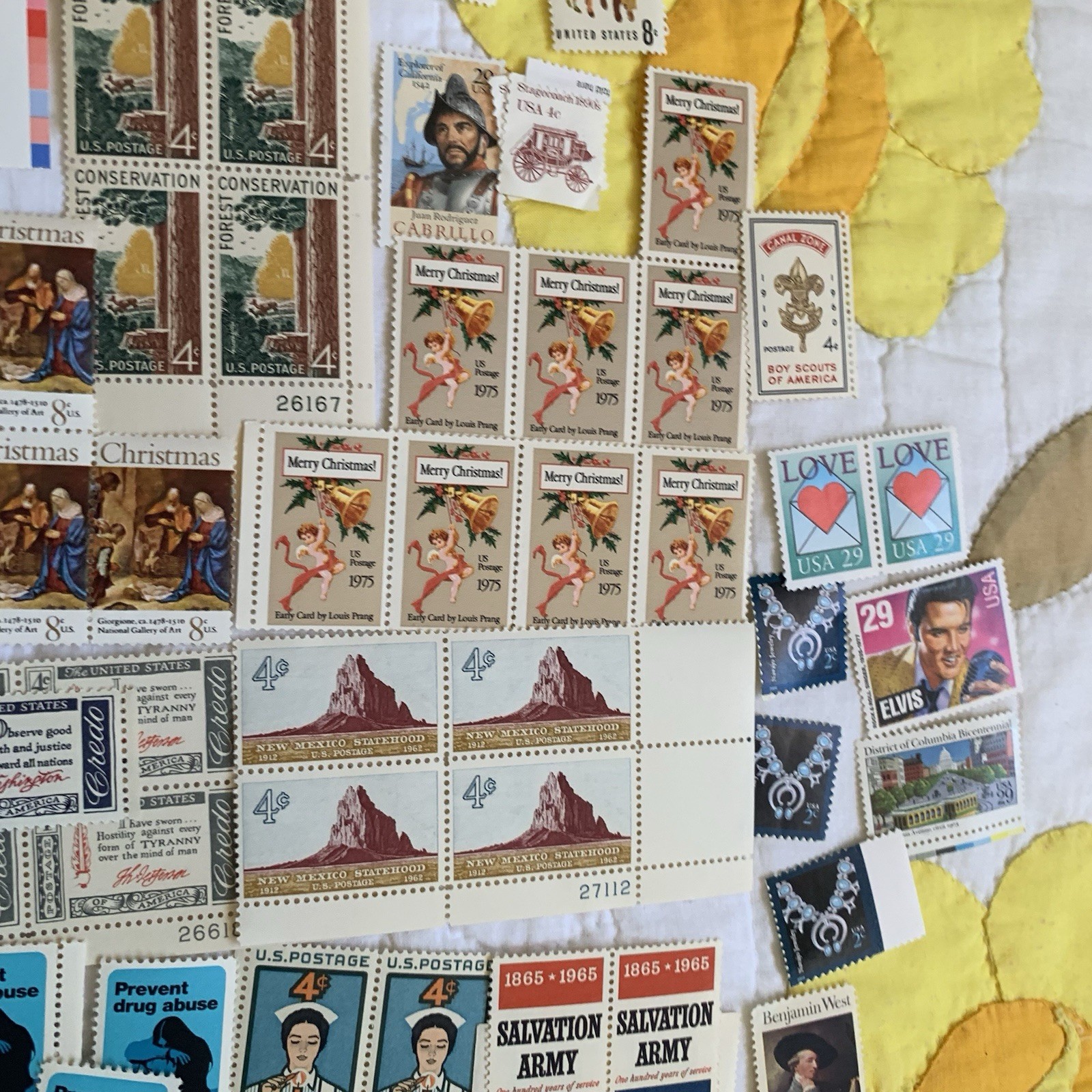 Vintage Pop Art Western Historical Floral Stamp Collection $80 Usable Postage