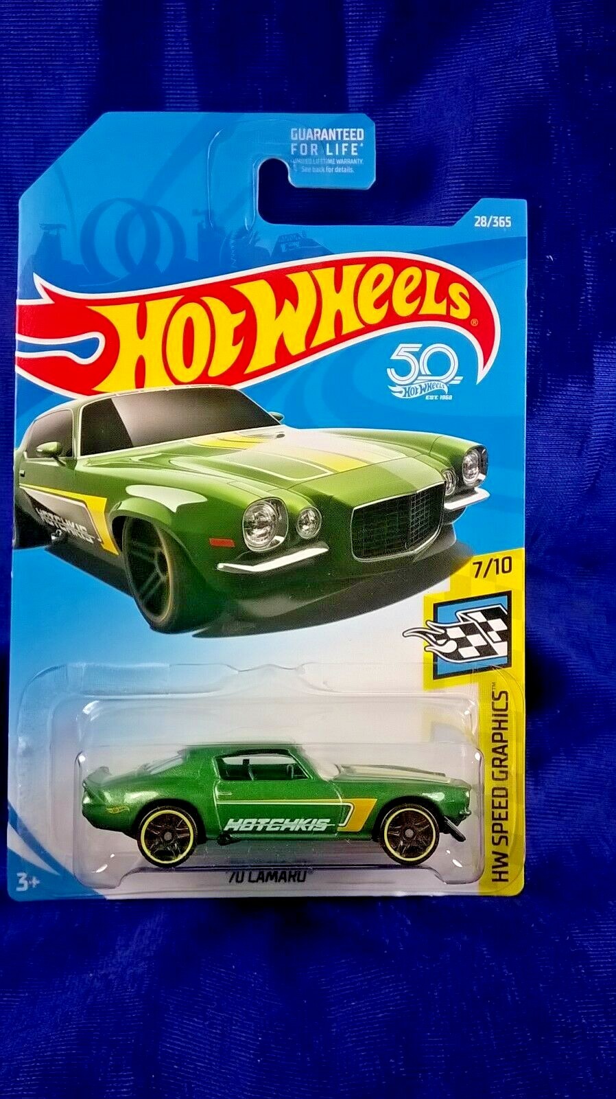 Hot Wheels ’70 Camaro Green Race Car HW Speed Graphics #7/10 Die-Cast 1:64 Scale
