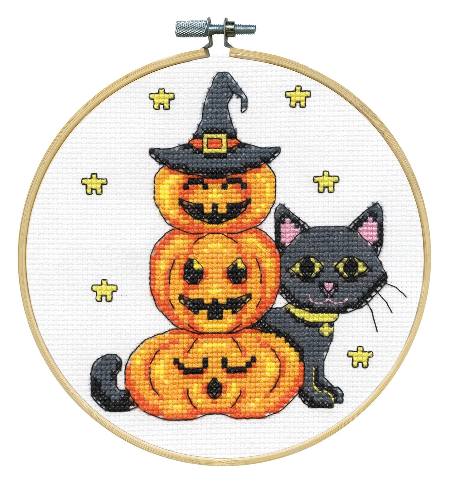 Design Works Crafts Inc. Cat with Pumpkins Counted Cross Stitch Kit w/Hoop