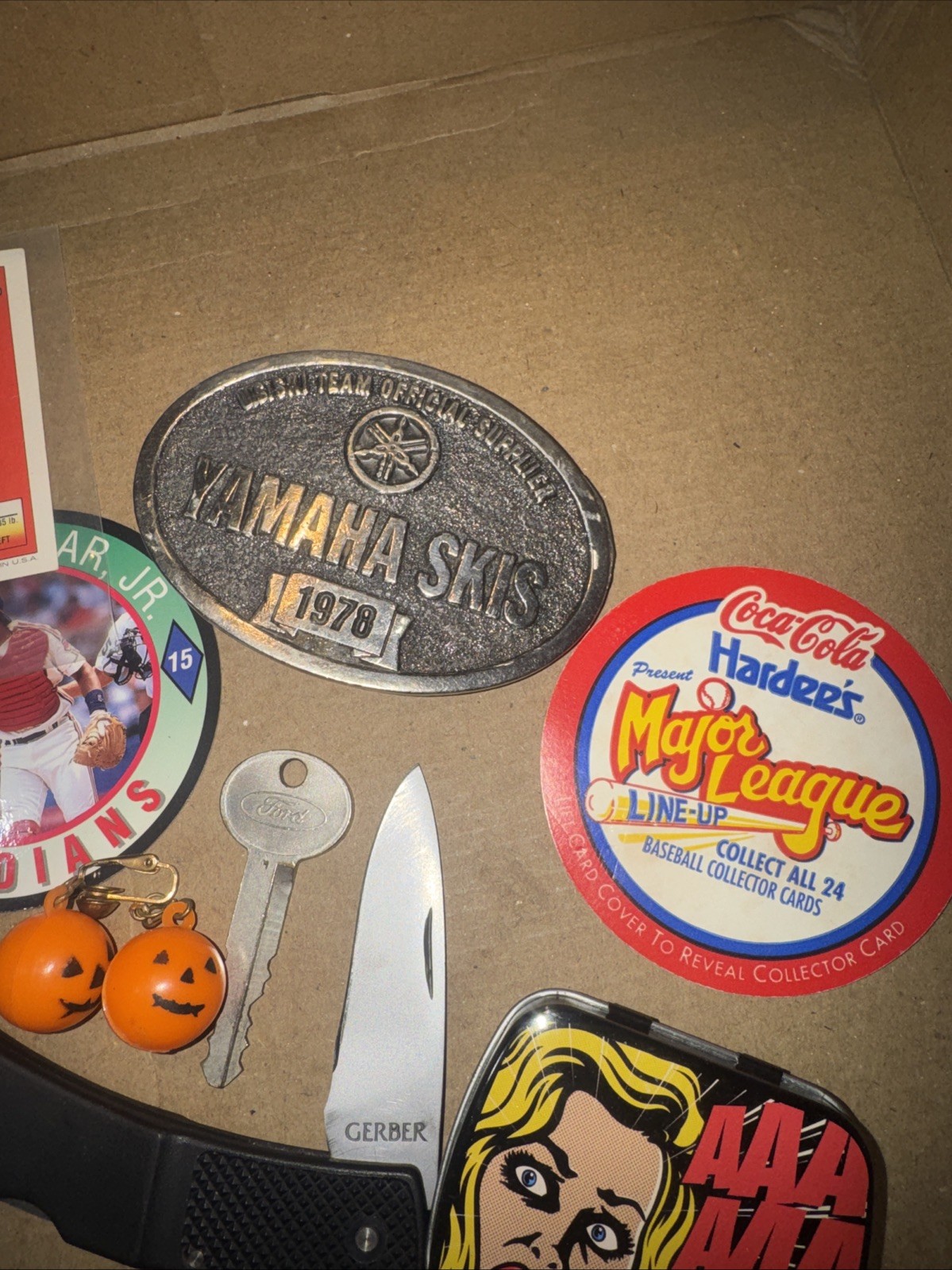 Junk Drawer Lot Watches Knives Baseball Silver Plate Flatware Vintage Antique