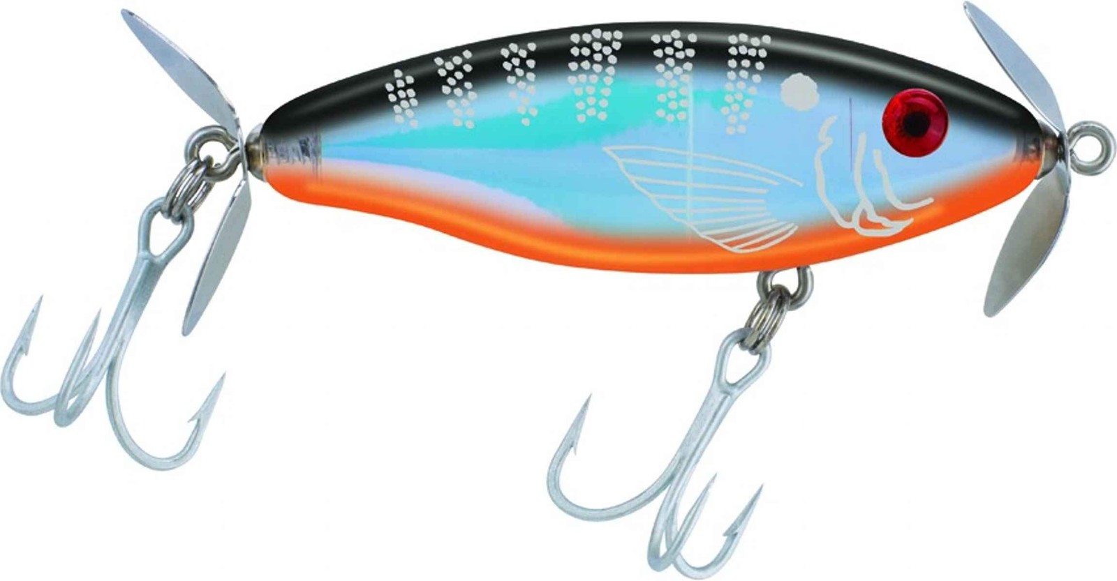 MirrOLure 10MR-808 Mirro Prop Float Twitchbait Black Bk/Org/Silver 3in 1/2oz