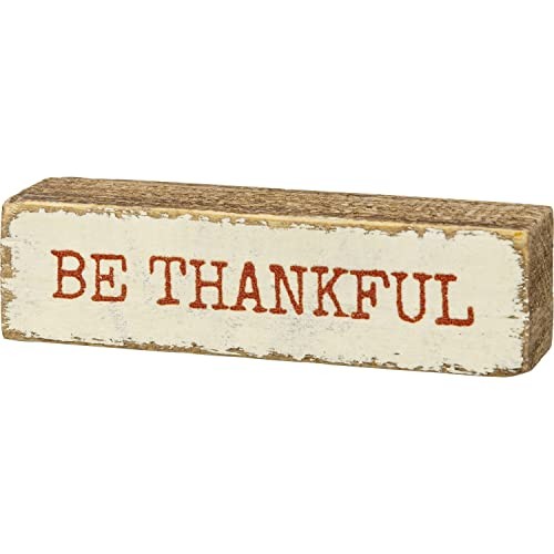 PBK Primitives by 110288 Kathy Be Thankful Block Sign, 3.5-inch Length, Wood