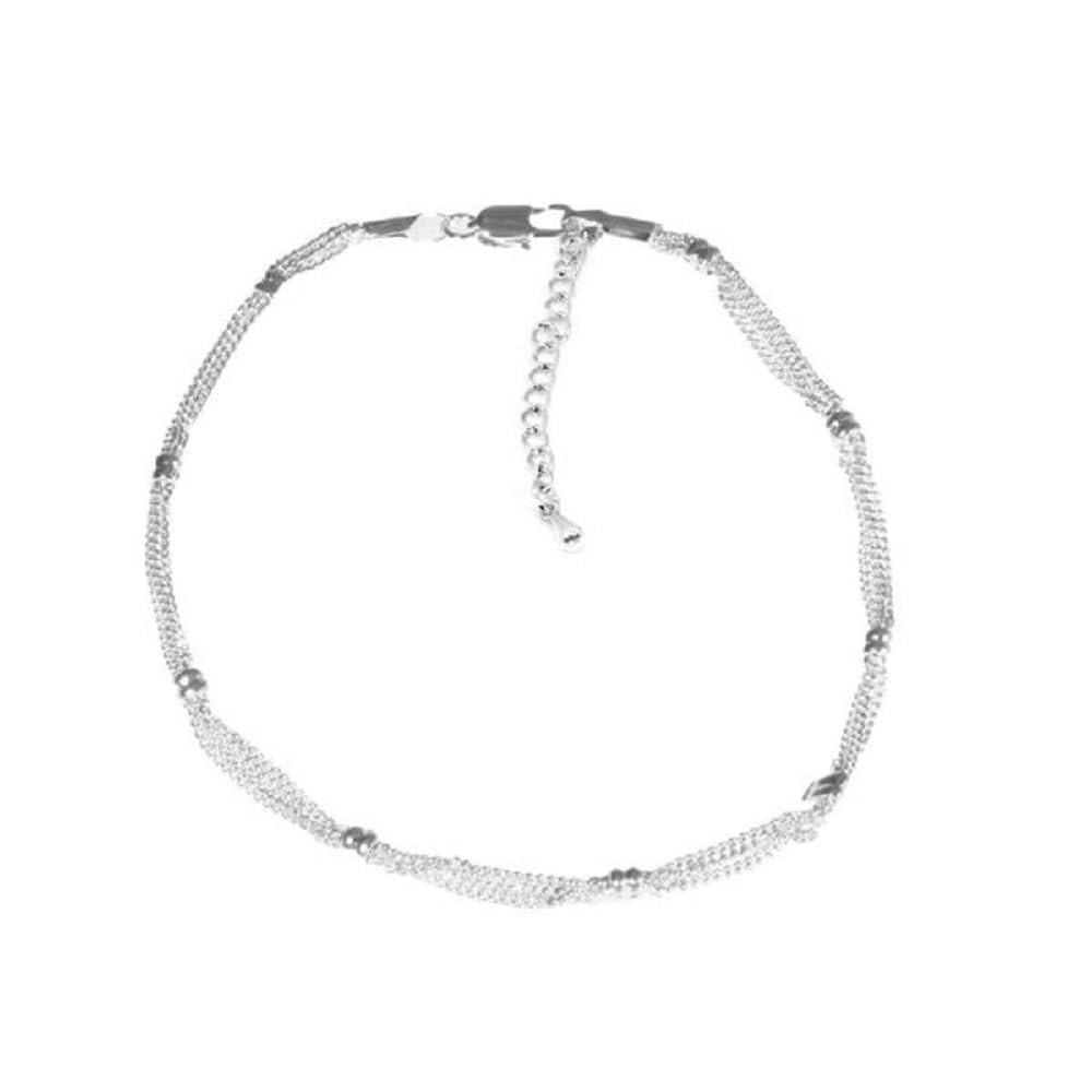 Maya J Triple Chain Anklet, White