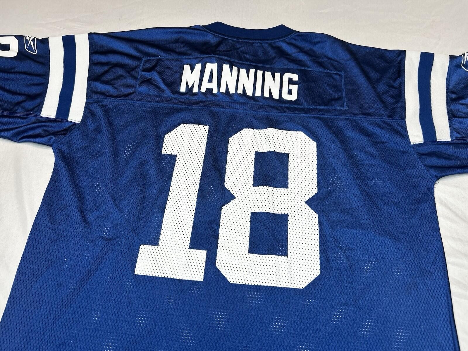 Reebok NFL Indianapolis Colts #18 Peyton Manning Jersey Mens XL Blue On Field