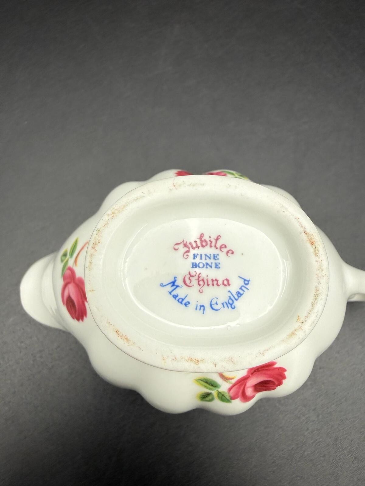 Vintage Jubilee Fine Bone China Creamer Pink Rose Scalloped