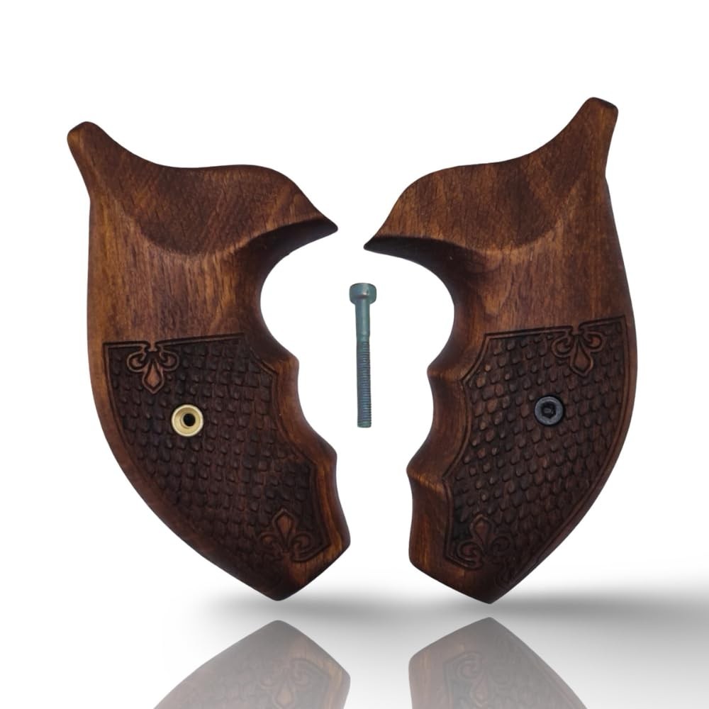 Zib Grips Revolver J Round Grips Real Wood 9mm Smith Wesson Pistol Grips