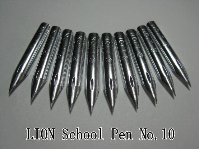 63-10.Replacement pen nibs [Lion School Pen No. 10] Chrome 10 pieces set