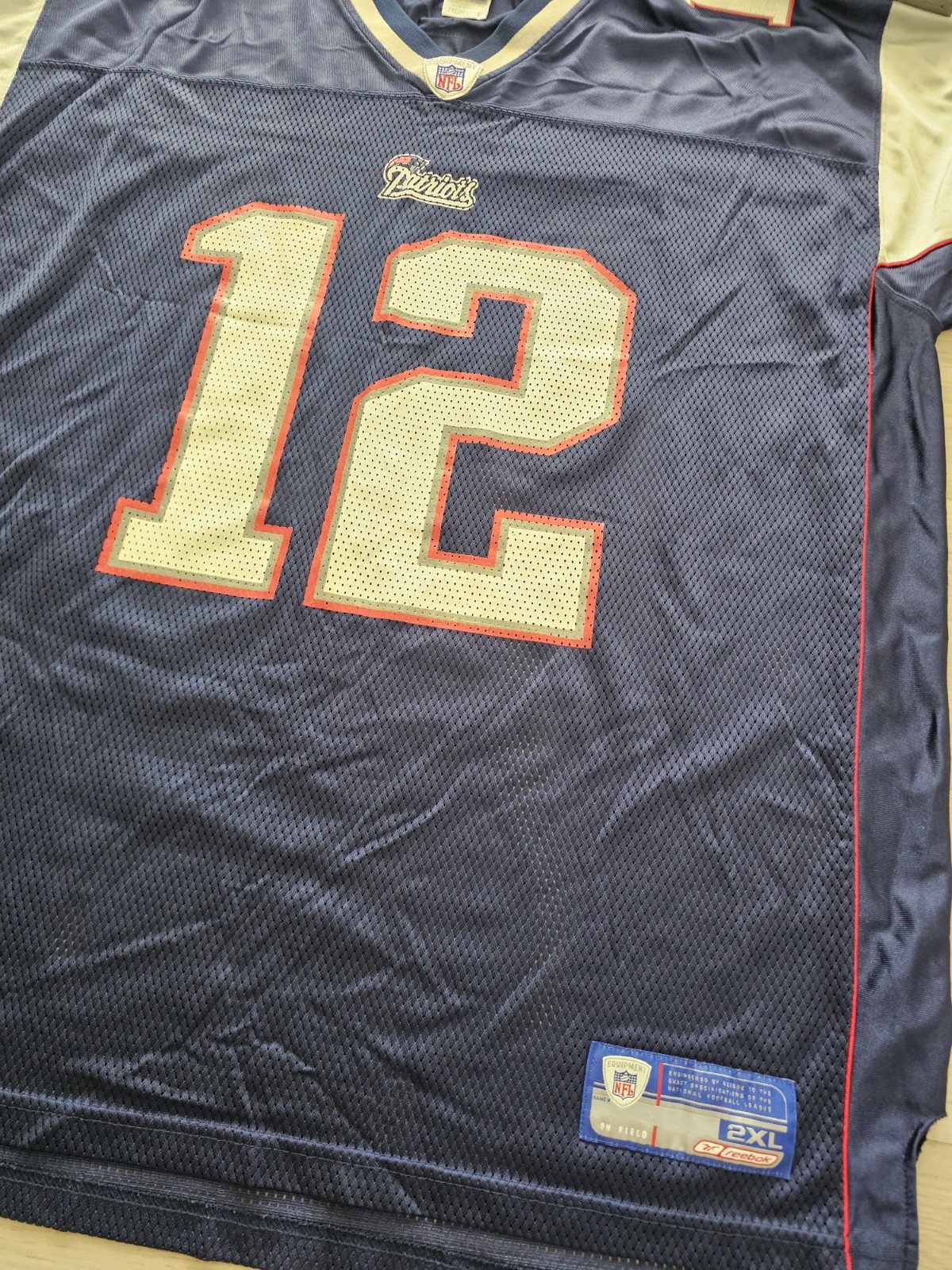 Vintage Reebok New England Patriots Tom Brady #12 Blue Jersey Size 2XL