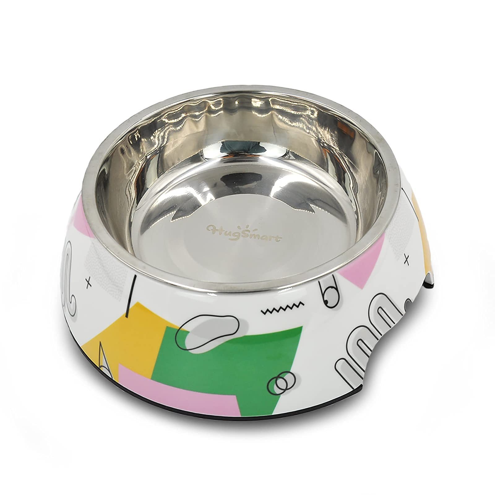 HugSmart Pet Dog Bowl Melamine Stainless Non Skid Silicone Base Medium Green