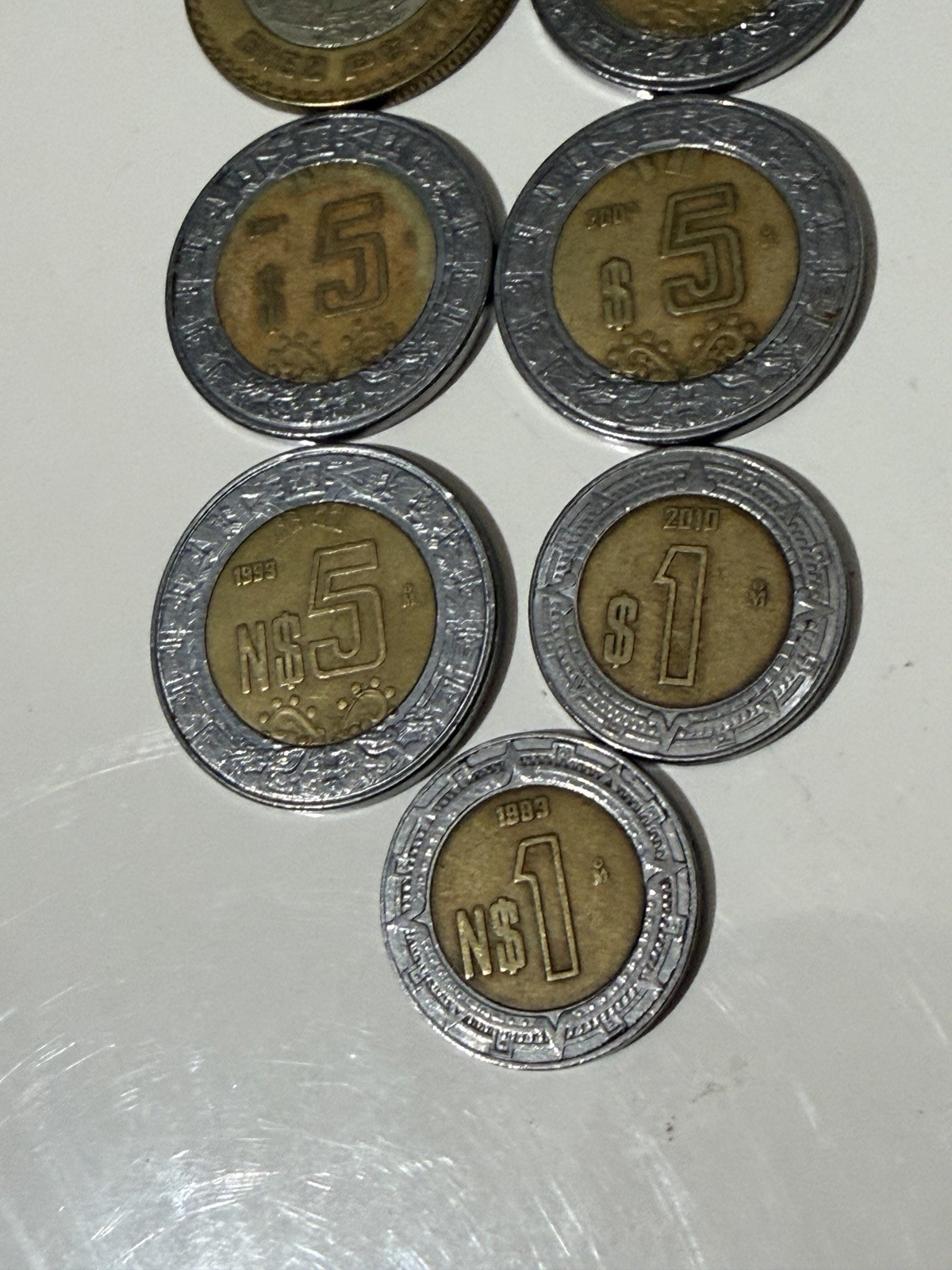 MEXICO Pesos 1 5 10 Lot Of 7 vintage Coins Mexican