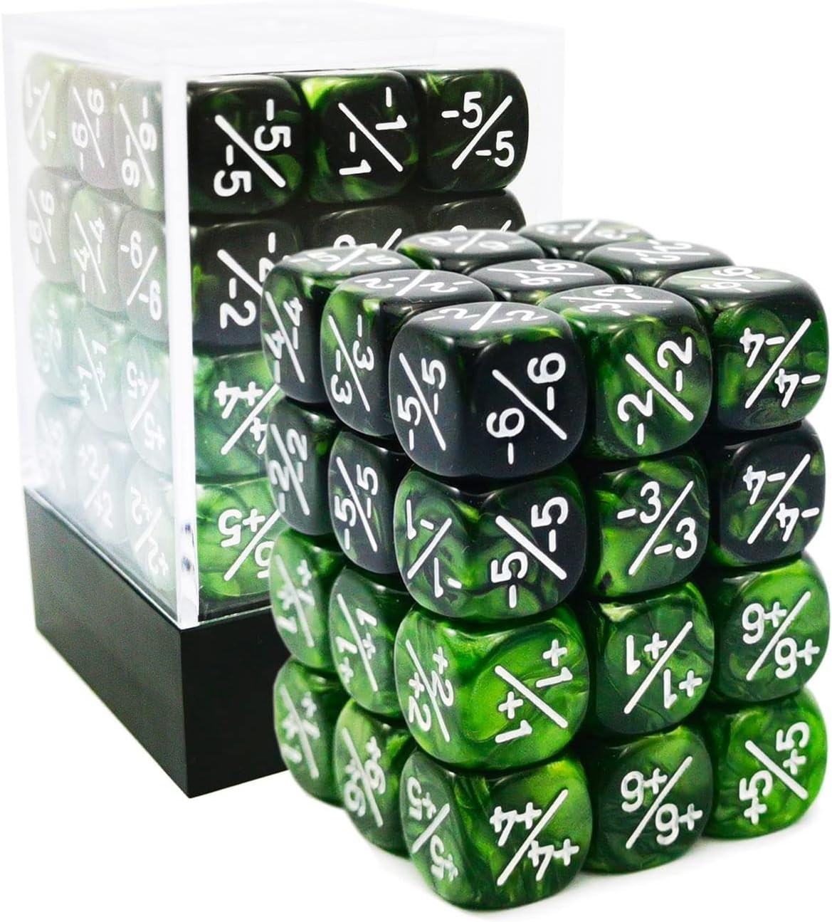36pcs 12mm Marble Green & Gemini Green Dice Counters Set, Small Token Dice Co…