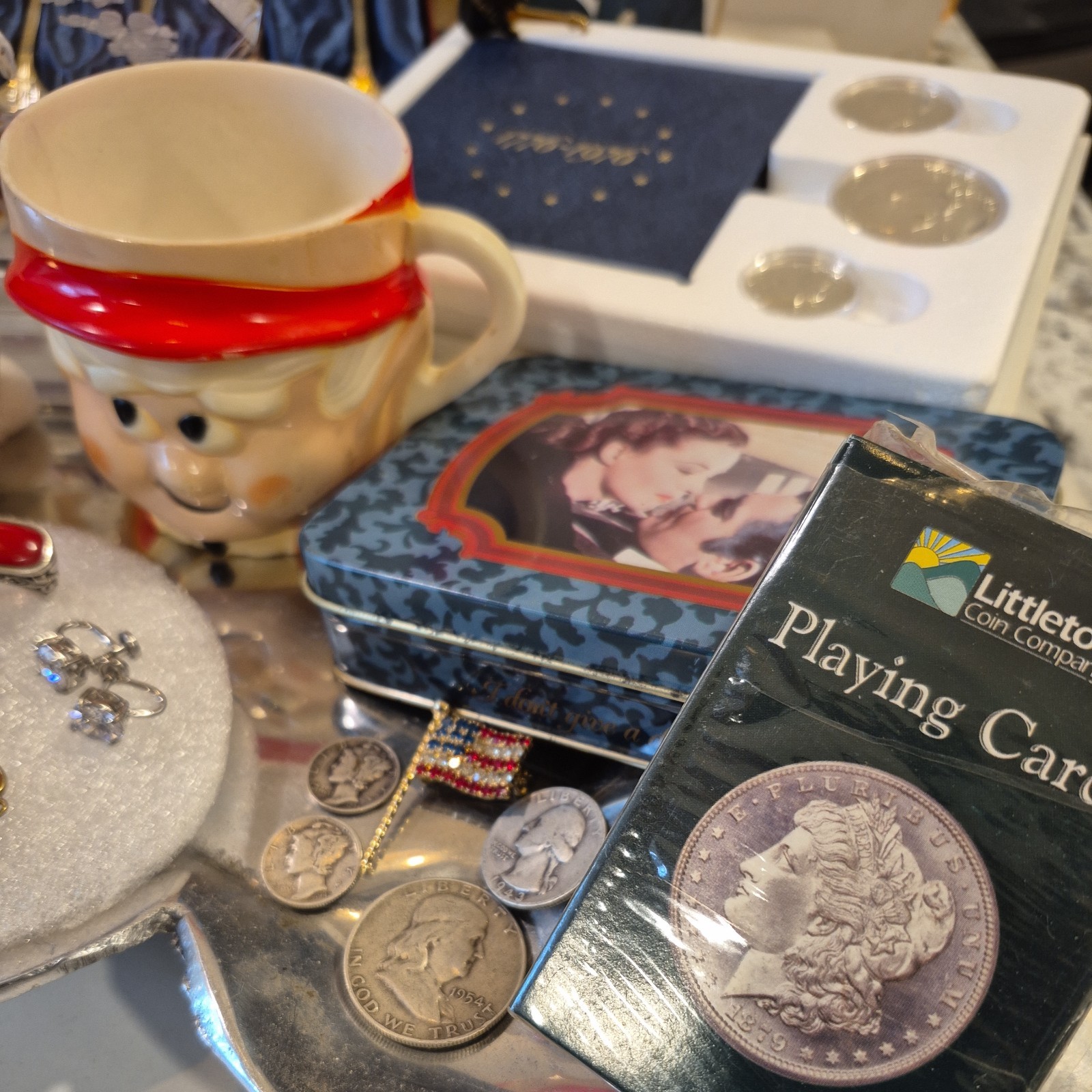 VINTAGE JUNK DRAWER AND 90% SILVER CIRCULATED COIN LOT