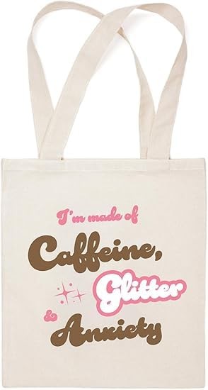 Papersalt Caffeine & Anxiety Canvas Tote Bag, 16.5″ Height