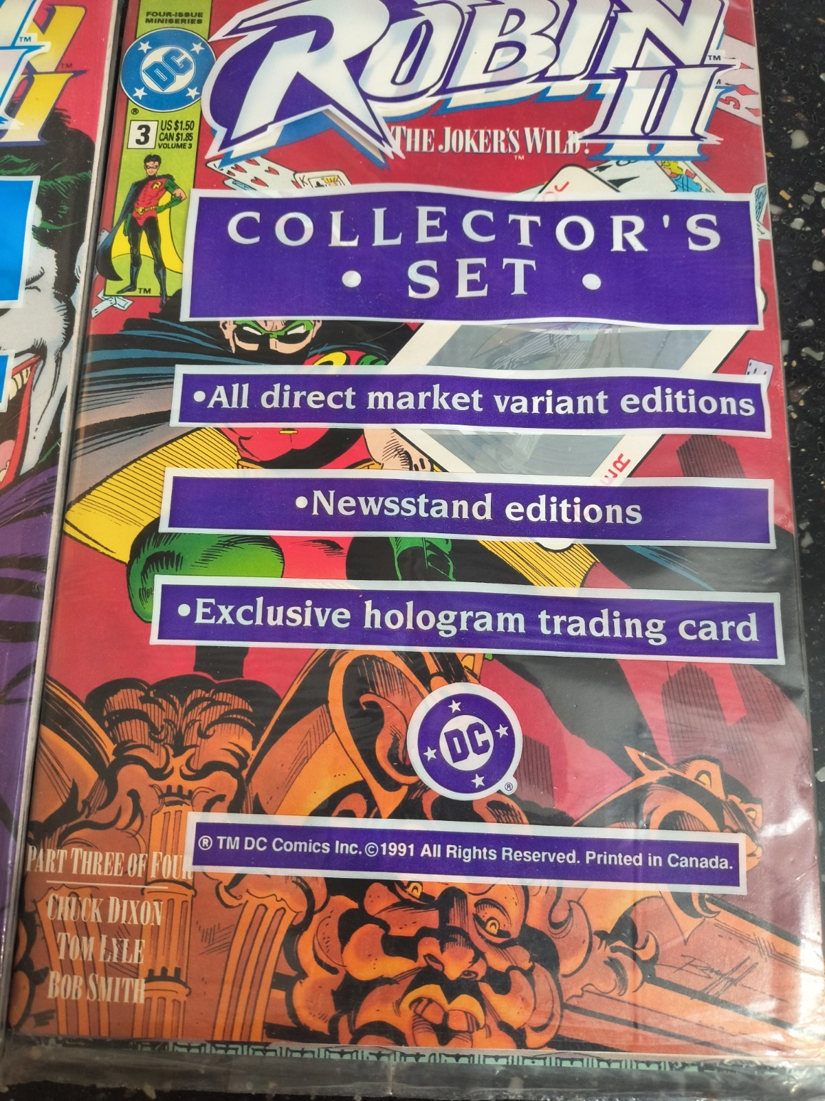 Robin II The Joker’s Wild #1, 2 & 3 Collectors Bagged Sets 1991 Hologram Card