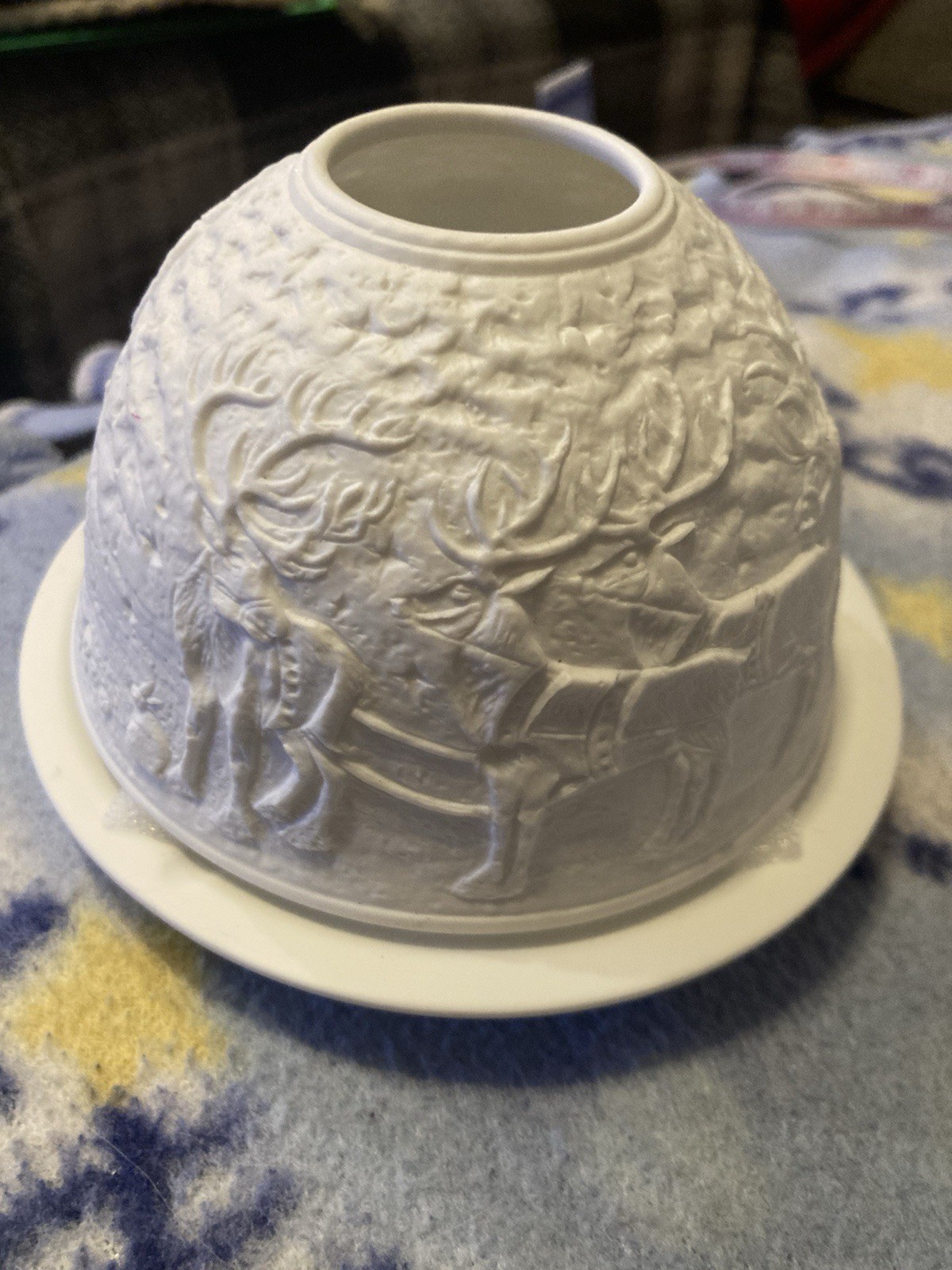 NEW Fairy Lamp Luumii Light Domes Santa Sleigh LED White Porcelain 4.75x 3”