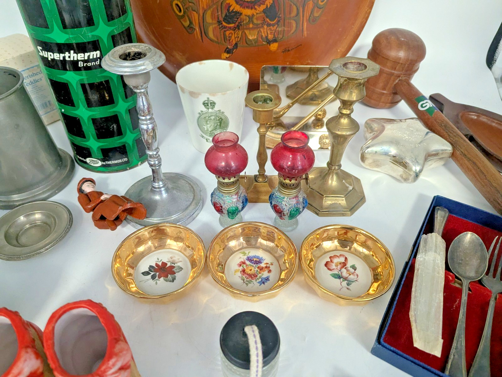 Vintage Curios Job Lot Silver Plate Brass Boots Flask Tableware Bundle H5 Y501
