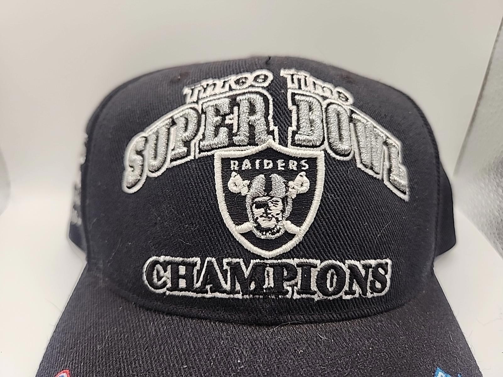 Vtg Oakland Raiders NFL Reebok 3X Super Bowl Champions Cap Hat Rare Faded