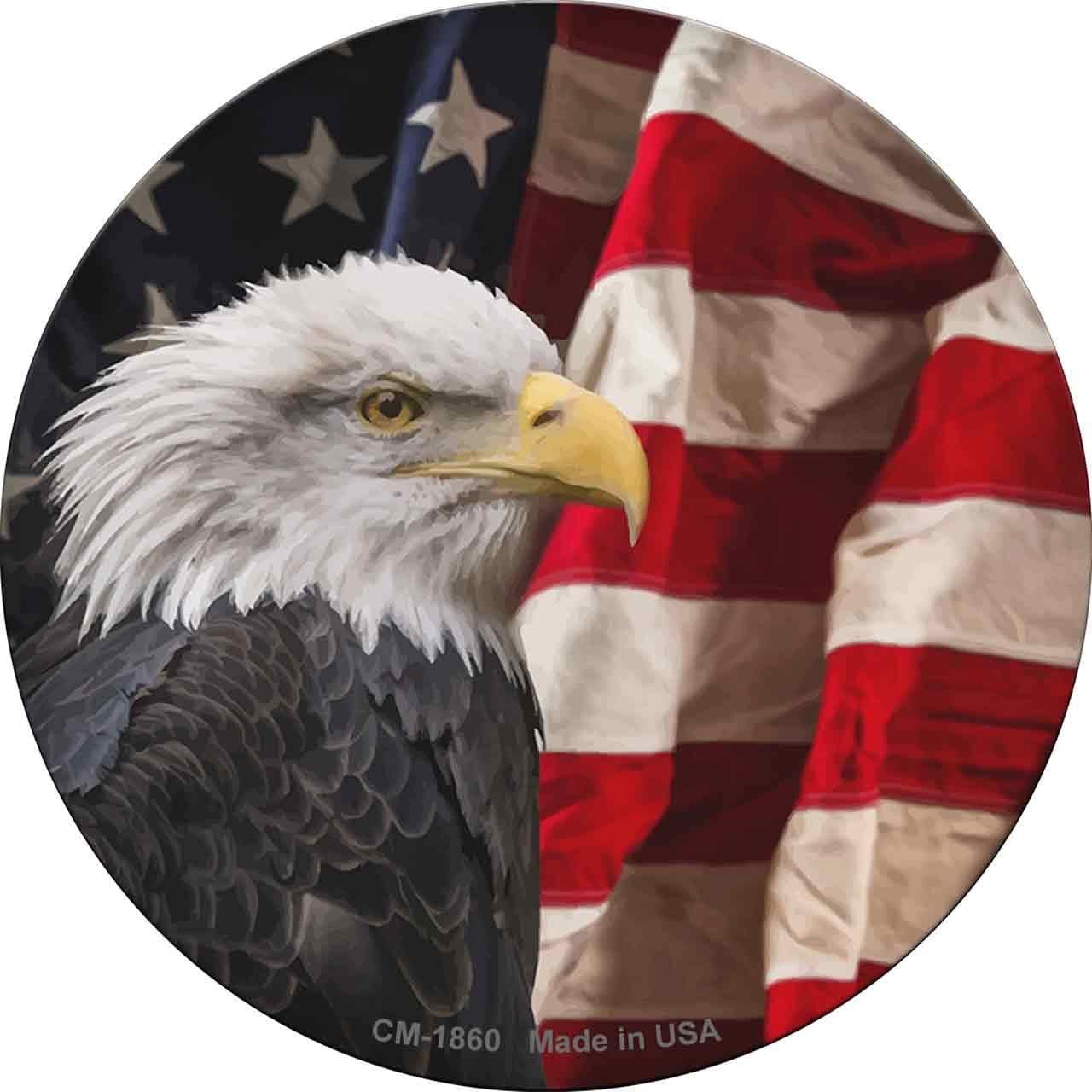 Bald Eagle American Flag Novelty Circle Coaster Set of 4