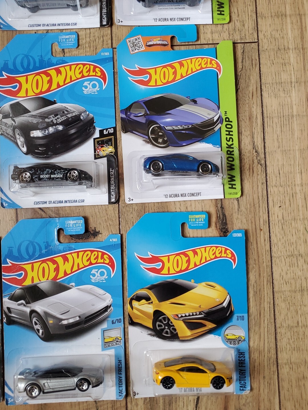 Hot Wheels Custom ’01 Acura Integra GSR Nightburnerz ’17 Acura NSX Lot Of 12