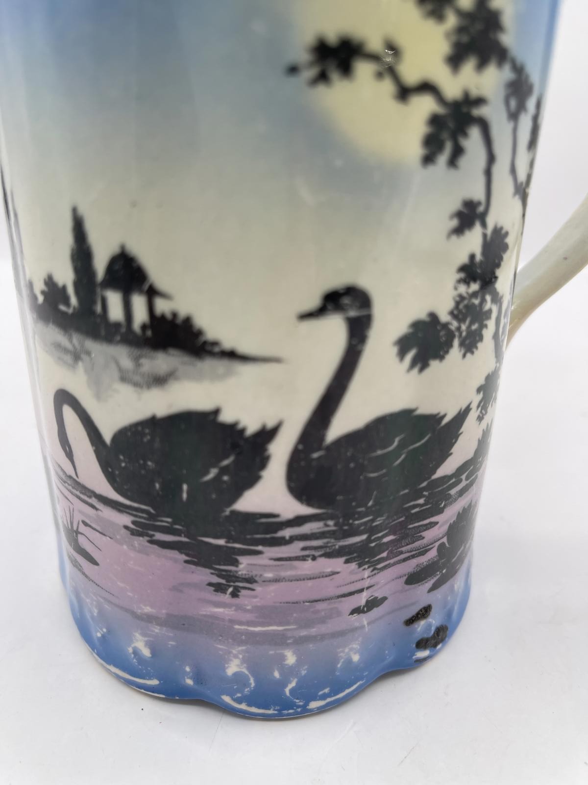 Antique Lancaster & Sons 7”Pitcher Hanley England Hand Decorated Silver Lustre