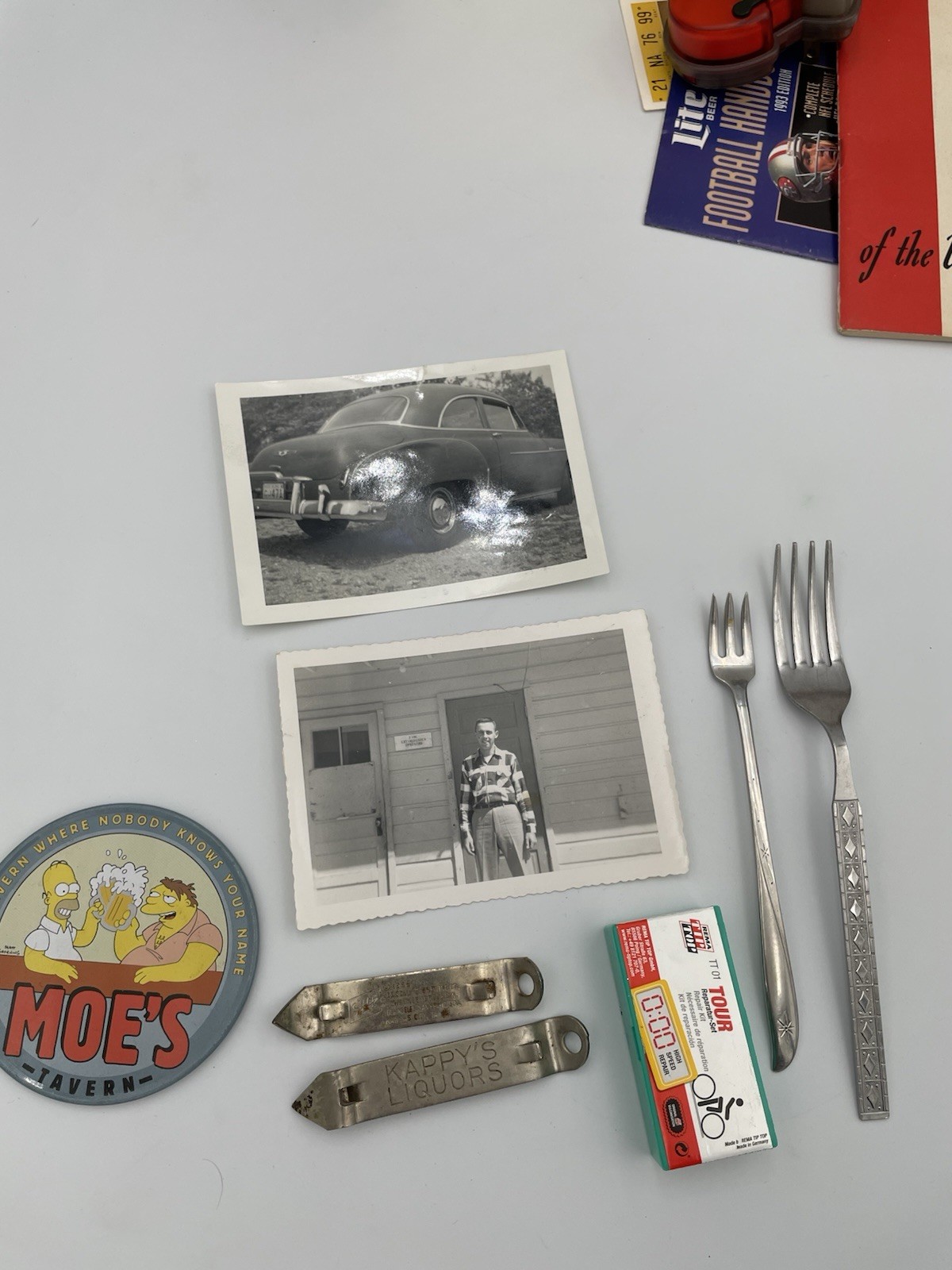 VTG 28pc Mixed Grandpa Lot: Military, USA, Car, Postcards, Photos, Football TG1