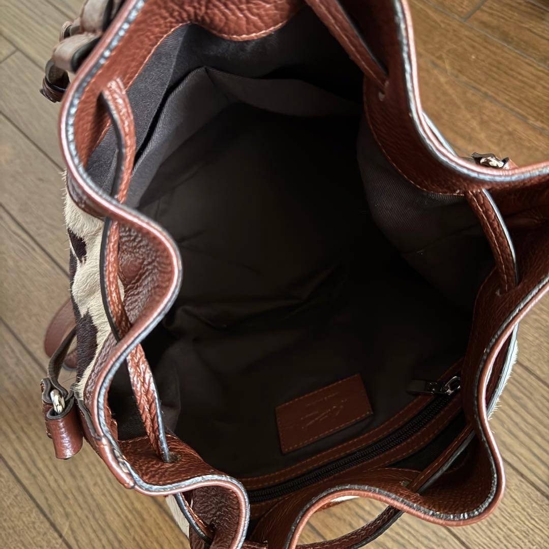 Bag bag K Kitamura 2 genuine leather brand cow pattern bucket type shoulder bag