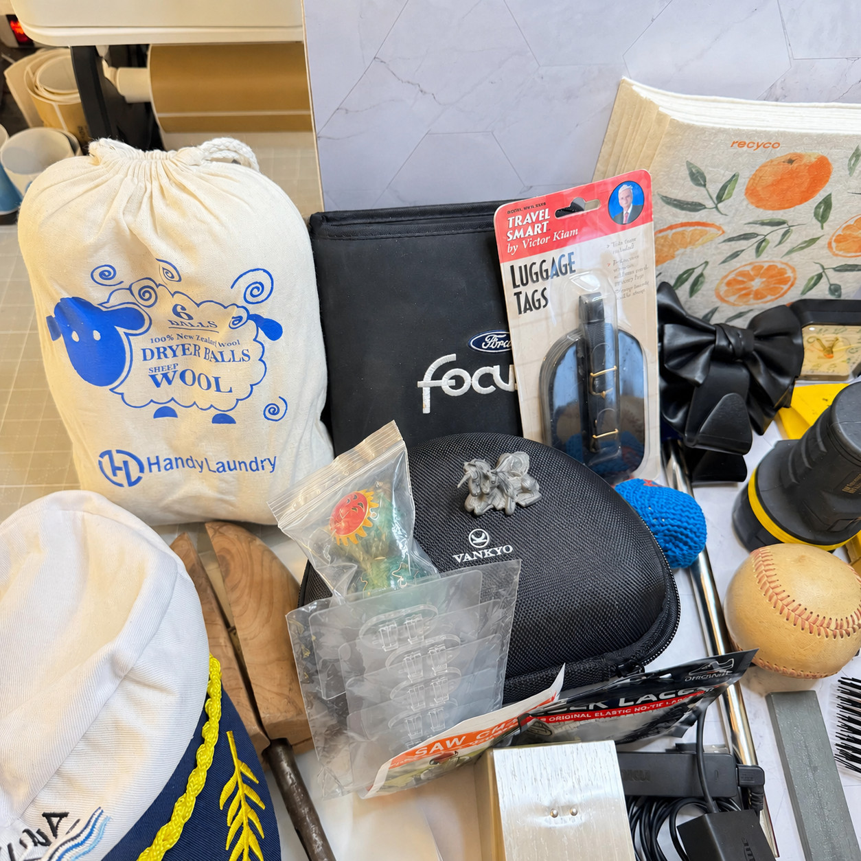 Junk Drawer Lot of 40+ Misc Items Vintage Tools Hat Scale Household Items Etc