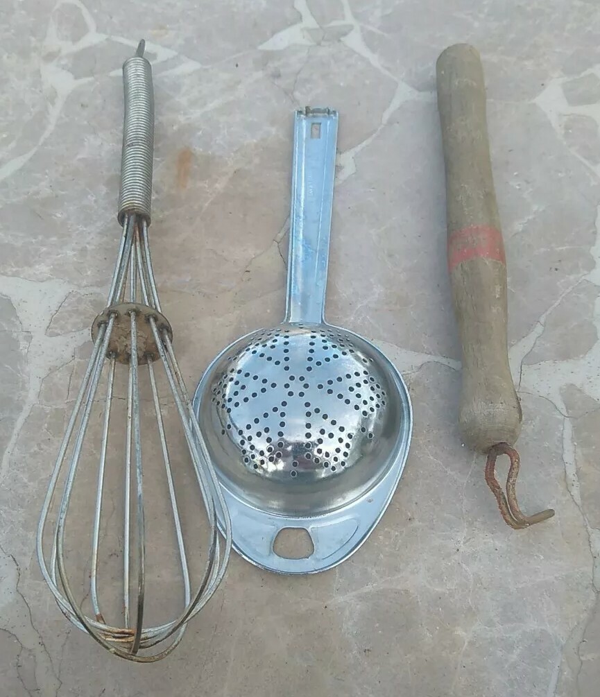Junk Drawer Lot Mixed Old Flat Ware Can Opener Kitchen Items Rusty Vintage AS IS
