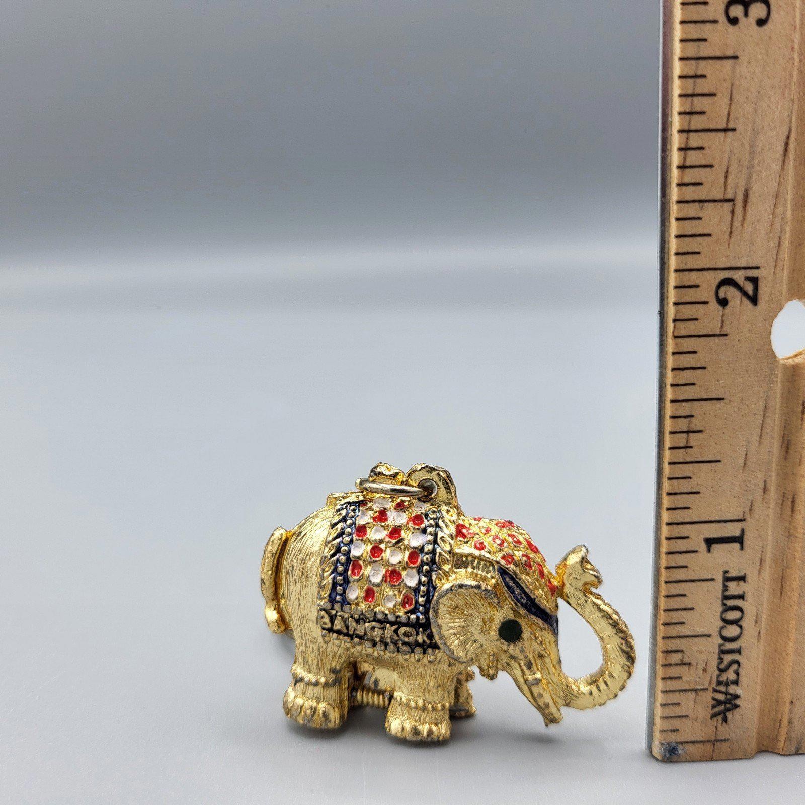 Elephant Keychain Bangkok Thailand Secret Compartment Hiding Stash Gold jeweled