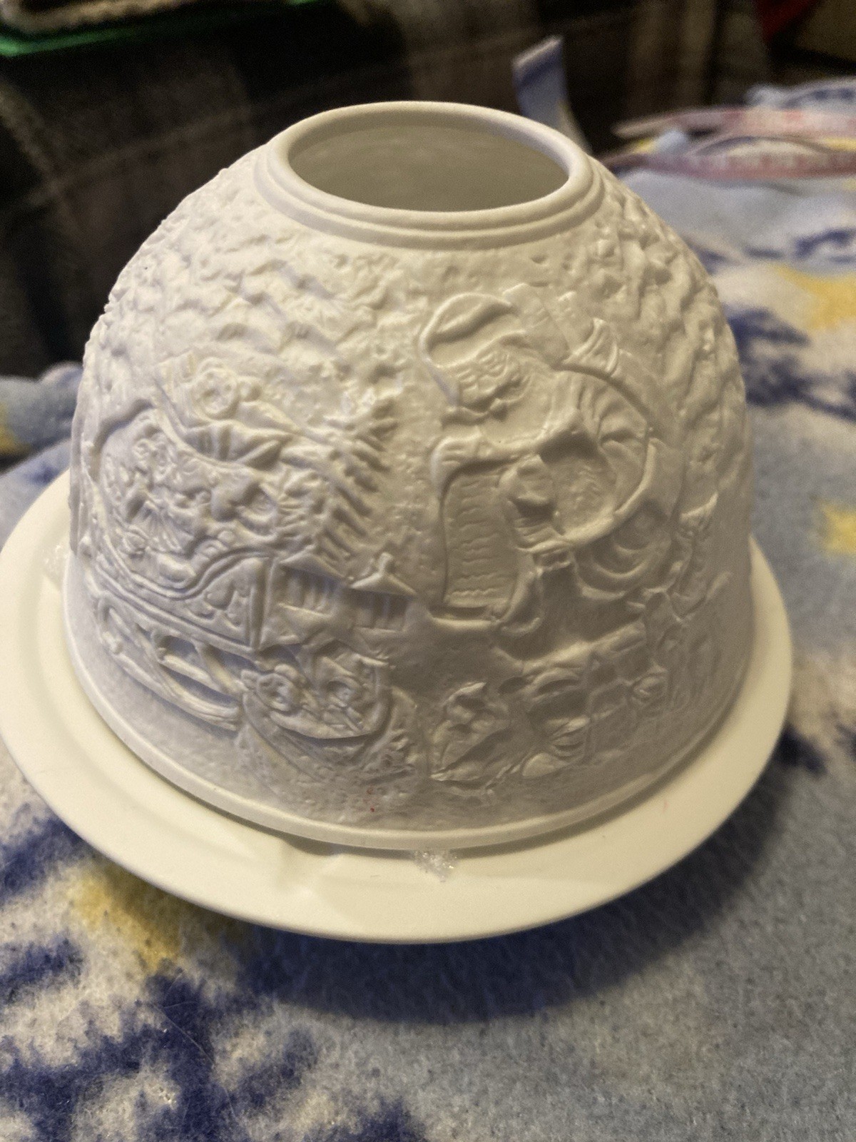 NEW Fairy Lamp Luumii Light Domes Santa Sleigh LED White Porcelain 4.75x 3”