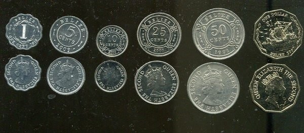 BELIZE，set 6v ，1,5,10,25,50,Cent Dollar UNC/AU+