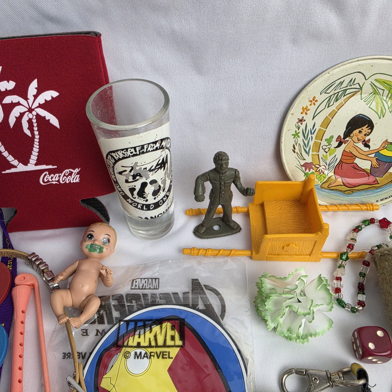 Junk Drawer Lot Toys Pins Stamps Military Coin Trinket Jewelry Patches Vintage