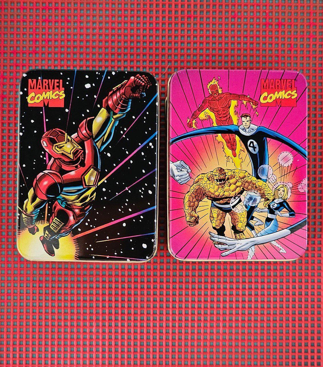 Marvel Comics Iron Man Fantastic Four Lot of 2 Trading Card Tins by Nabisco