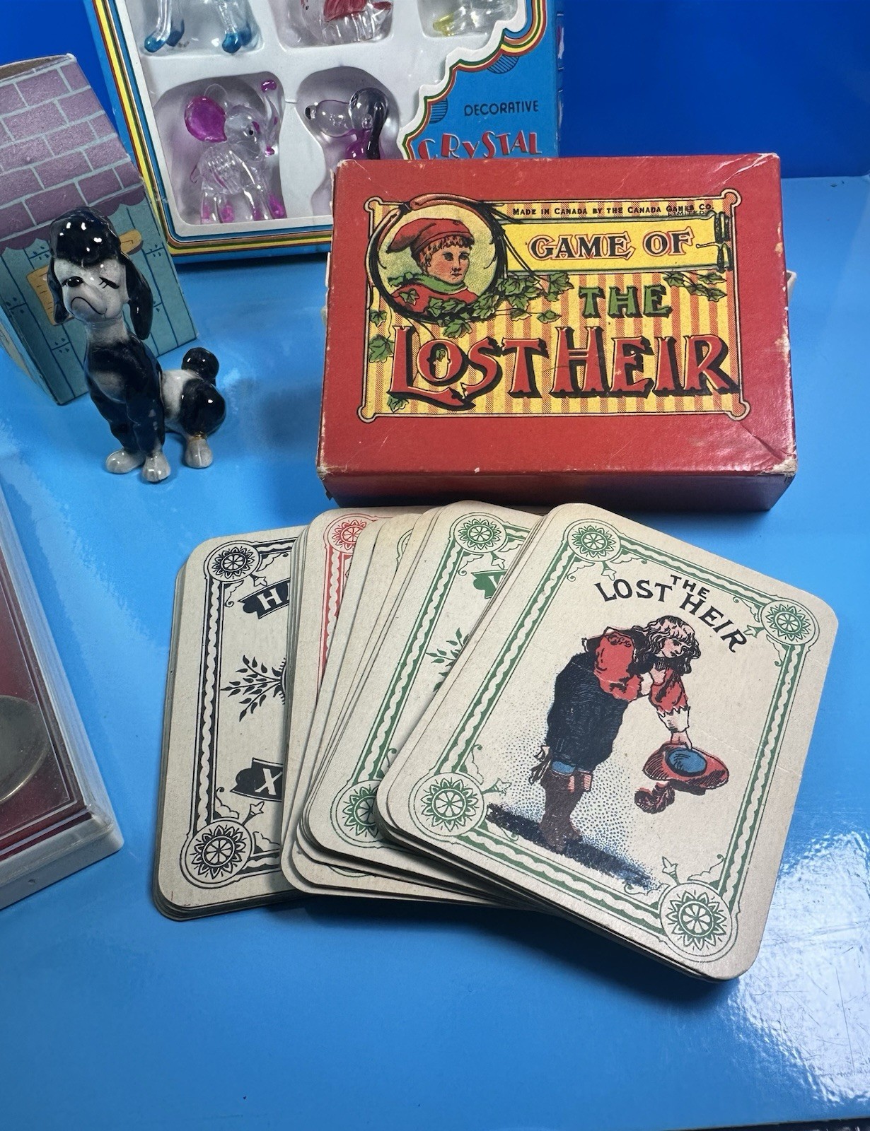 MIXED LOT VINTAGE ITEMS & ANTIQUES – Game Titanic Spoon Glass Porcelain Poodle